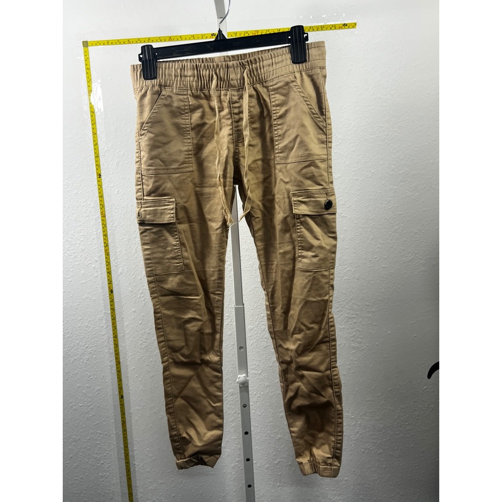 V.I.P. Khaki Tan Cargo Jogger Pants Girls Size 16 Elastic Waist Stretch‎ Twill